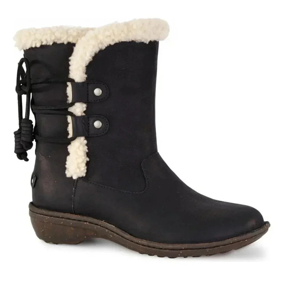 Ugg Akadia Black Boots Sheepskin Fur Lined Size 7 - Picture 1 of 9